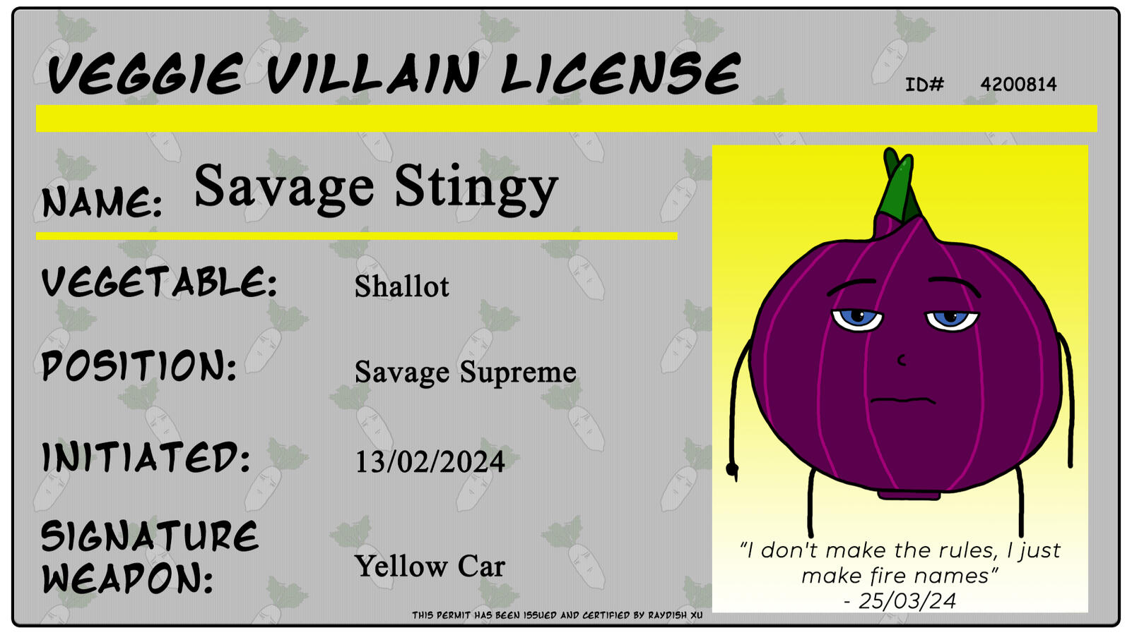 Villain License - Savage Stingy Prime